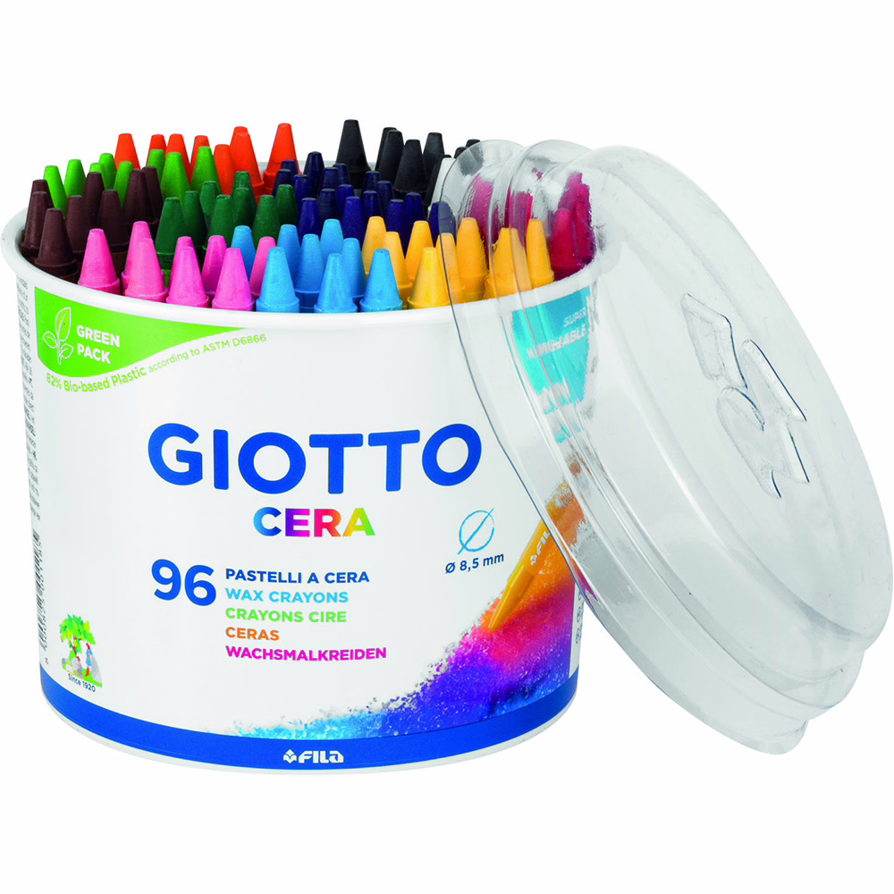 Immagine di Pastello a cera GIOTTO cera barattolo 96 colori assortiti
