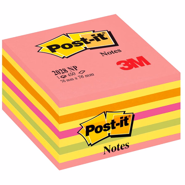 Immagine di Post-it 3M memo cube 2028np 450 ff 76x76 neon rosa