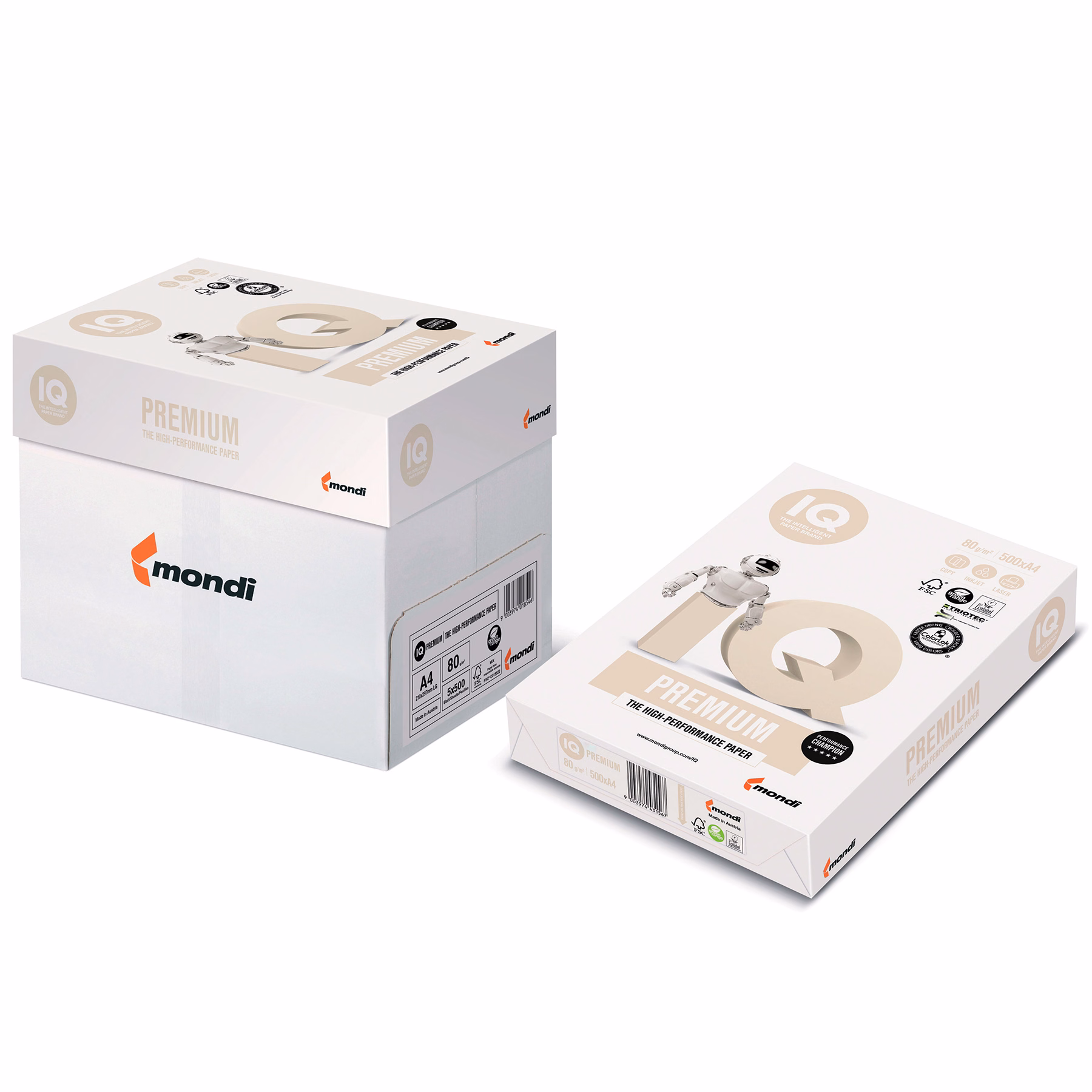 Immagine di Carta bianca per fotocopie A4 g80 MONDI IQ TRIOTEC PREMIUM risma da 500 fogli