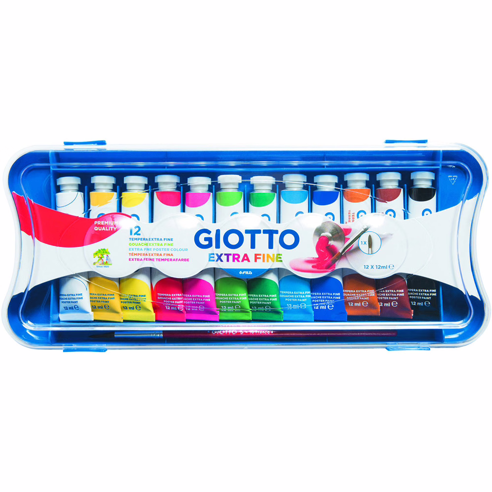 Immagine di Tempera ultraf. GIOTTO in tubetto 12ml 12 colori assortiti