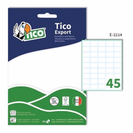 Immagine di Etichette adesive in carta bianca formato A5, E-2214, 22x14mm, 45 etichette per foglio, 10 fogli