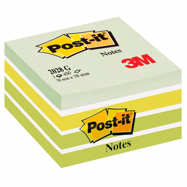Immagine di Post-it 3M memo cube 2028g 450ff 76x76 pastello verde