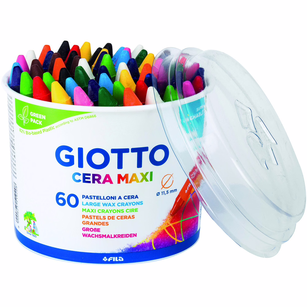 Immagine di Pastello a cera maxi GIOTTO barattolo 60 colori assortiti