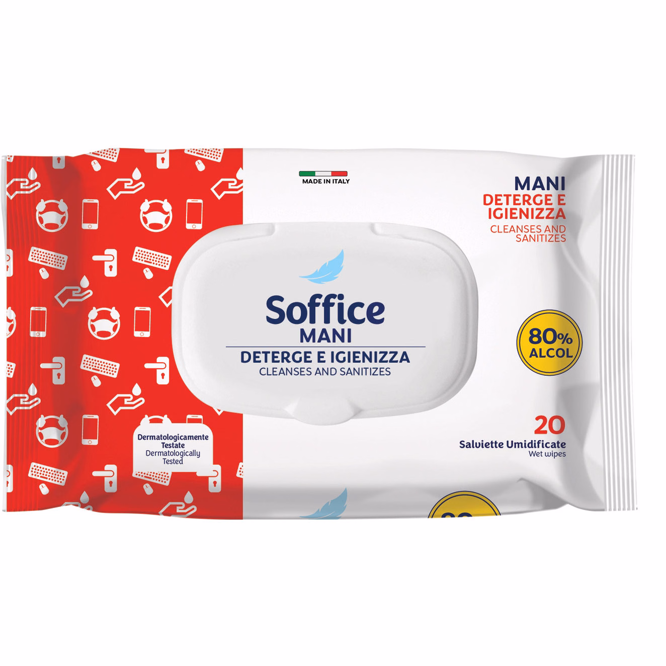 Immagine di Salviette igienizzanti mani ALX 80% alcool 20 pz