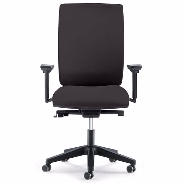 Immagine di Sedia operativa SYSTEM base nylon con braccioli regolabili 3D tessuto nero